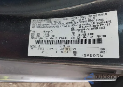 2015 Ford Fiesta Se from USA, damaged, VIN 3FADP4BJ0FM121181